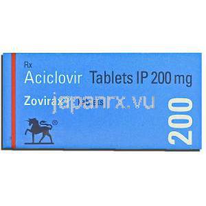 アシクロビル, ゾビラックス, 200MG 錠 (GSK) 箱