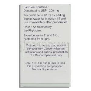 ダカレックス Dacarex , DTIC-ドーム ジェネリック, ダカルバジン 200mg 注射 (Alkem) 成分