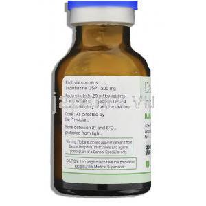 ダカレックス Dacarex , DTIC-ドーム ジェネリック, ダカルバジン 200mg 注射 (Alkem) 成分