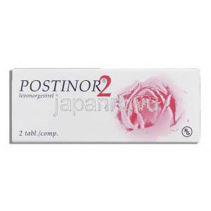 ポスチノール2 Postinor 2, レボノルゲストレル 0.75mg 錠 (Gedeon Richter) 箱