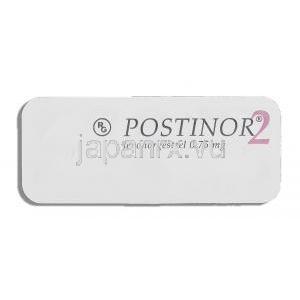 ポスチノール2 Postinor 2, レボノルゲストレル 0.75mg 錠 (Gedeon Richter) 包装裏面