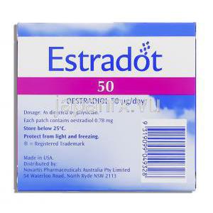 エストラドット Estradot 50mcg 経皮吸収 (Novartis) 箱裏面