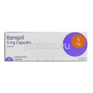アルテース ジェネリック, ラミプリル Ramipril 5mg カプセル (Teva) 箱