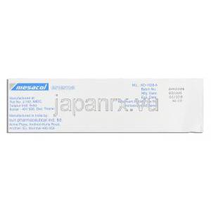 メサラミン（ペンタサエネマジェネリック）,4gm/60ml 浣腸 (Sun Pharma) 箱裏面