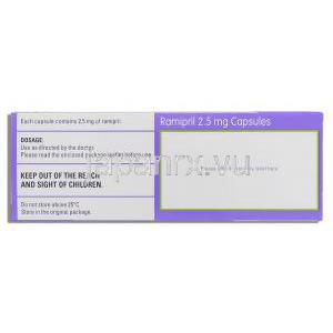アルテース ジェネリック, ラミプリル Ramipril 2.5mg カプセル (Teva) 箱裏面