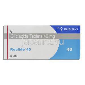 リクライド Reclide, グリミクロン ジェネリック,  グリクラジド 40mg (Dr.Reddy's) 箱