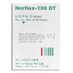 ノルフロックス DT Norflox DT. ノルフロキサシン 100mg 錠  （Okasa）