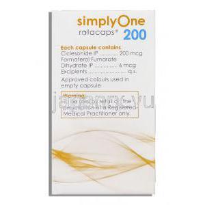 シンプリーワン SimplyOne, フマル酸ホルモテロール / シクレソニド, 6mcg/ 200mcg 吸入用カプセル (Cipla) 箱