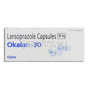 オカラン Okalan, ランソプラゾール 30mg カプセル （Cipla） 箱