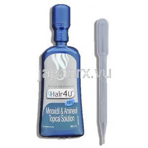 ヘアフォーユー Hair4u ミノキシジル・アミネキシル配合 10% 頭皮外用液　(Glenmark) ボトル・スポイ