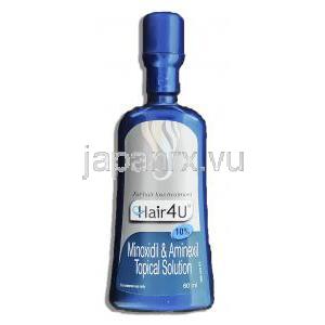 ヘアフォーユー Hair4u ミノキシジル・アミネキシル配合 10% 頭皮外用液　(Glenmark) ボトル