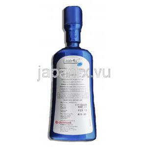 ヘアフォーユー Hair4u ミノキシジル・アミネキシル配合 10% 頭皮外用液　(Glenmark) ボトル裏面