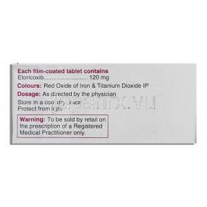 エトゾックス Etozox, アルコキシ アジェネリック, エトリコキシブ 120mg  錠 成分