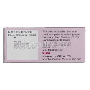 エトゾックス Etozox, アルコキシ アジェネリック, エトリコキシブ 120mg  錠 箱裏面