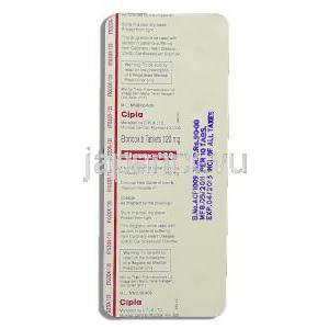 エトゾックス Etozox, アルコキシ アジェネリック, エトリコキシブ 120mg  錠 包装裏面