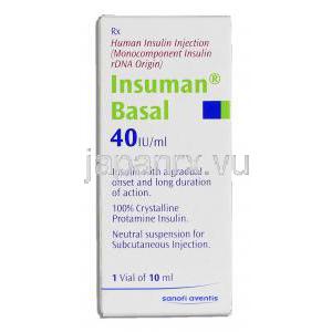 インスマン バサール Insuman Basal, 40IU /ml 注射 （サノフィアベンティス社） 箱