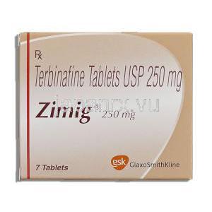 ジミグ Zimig, テルビナフィン塩酸塩 250mg 錠 (GSK) 箱