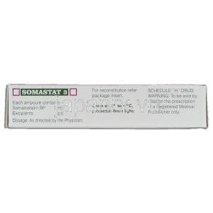 ソマスタット Somastat, サンドスタチン ジェネリック, 3mg x 1バイアル 注射 (Sun Pharma/Unimed) 成分