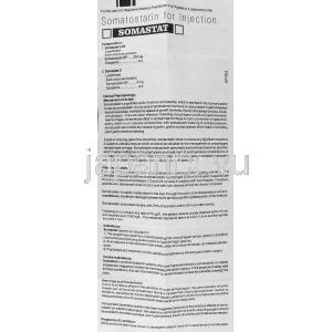 ソマスタット Somastat, サンドスタチン ジェネリック, 3mg x 1バイアル 注射 (Sun Pharma/Unimed) 情報シート1