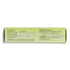 アジダーム Aziderm, アゼライン酸 10% クリーム 箱側面