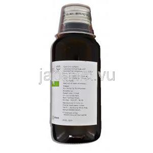 デュファラック Duphalac, ラクツロース  内服液3.35g/10ml x 100ml (Abbott) ボトル側面