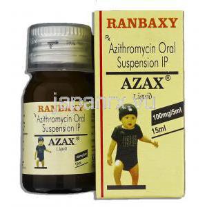 アザックス Azax Liquid, ジスロマックス ジェネリック, アジスロマイシン 15ml 100mg/5ml 内服液 (Ranbaxy)