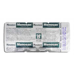 ヒマラヤ Himalaya メノサン Menosan アーユルベーダ処方更年期障害ケア 包装裏面
