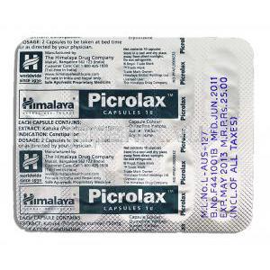 ヒマラヤ Himalaya ピクロラックス Picrolax　アーユルベーダ処方便秘薬 包装裏面