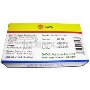 バイオスタット Biostat, リピトール ジェネリック, アトルバスタチン 10mg 錠 (Sava medica)
