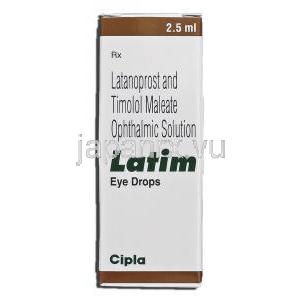 ラティム Latim, ザラカム ジェネリック, ラタノプロスト 50 mcg, チモロール 5mg 点眼薬 箱