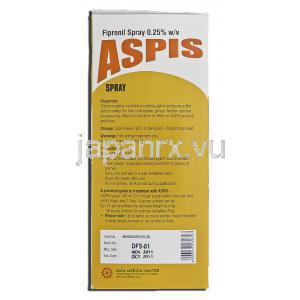 アスピス Aspis, フィプロニル, 0.25%, 100ml, スプレー 製造者情報