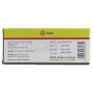 バルサバ Valsava-80, ディオバン ジェネリック, バルサルタン 80mg 箱裏面