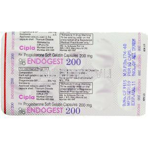 酢酸メドロキシプロゲステロン（ヒスロン ジェネリック）, Endogest, 200mg ソフトゲルカプセル