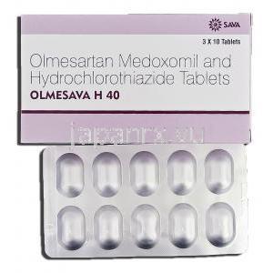 オルメサバH40 Olmesava H 40, ベニサー HCT ジェネリック, オルメサルタン/ヒドロクロロチアジド 40mg, 錠