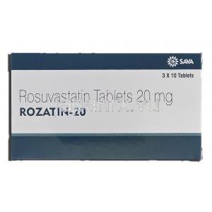 ロザチン Rozatin-20, クレストール ジェネリック, ロスバスタチン, 20mg 錠 箱