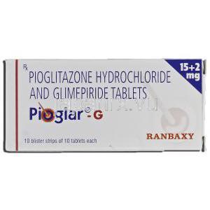 ピオグラーG Pioglar-G, アクトス GF ジェネリック, ピオグリタゾン・グリメピリド , 15mg 錠 箱