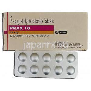 プラックス10 Prax 10, エフィエント ジェネリック, プラスグレル , 10mg, 錠
