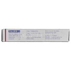 パリリス3 Paliris 3, インヴェガ ジェネリック, パリペリドン  ER, 3mg, 錠 箱側面