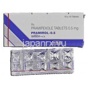 プラミロール0.5 Pramirol-0.5, ビ・シフロール ジェネリック, プラミペキソール, 0.5 mg, 錠