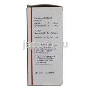 テノリック50 Tenoric-50, テノレチック ジェネリック, アテノロール 50mg, クロルタリドン, 12.5 mg, 錠 箱側