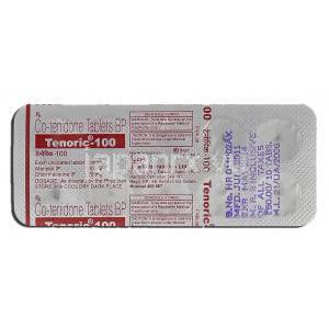 テノリック100 Tenoric-50, テノレチック ジェネリック, アテノロール 100mg, クロルタリドン, 25 mg, 錠 包装