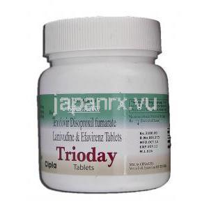 トリオデイ Trioday, テノホビル300mg/ ラミブジン300mg /エファビレンツ600mg, 錠 ボトル