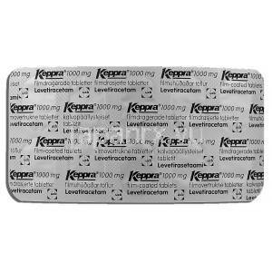 ケプラ Keppra, レベチラセタム, 1000mg, 錠 包装裏面