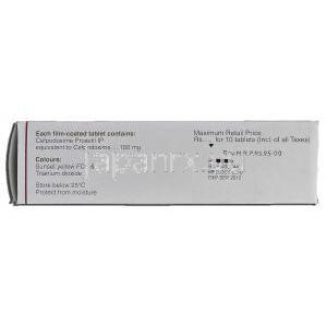 セフォプロックス-100 Cefoprox-100, バナン ジェネリック, セフポドキシム, 100mg, 錠 箱側面