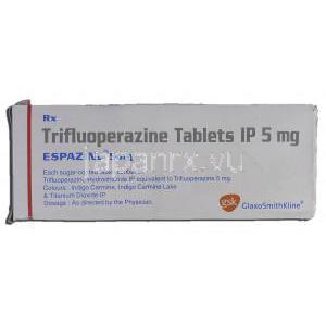 エスパジン Espazine, ステラジン ジェネリック, トリフロペラジン, 5mg, 錠 箱