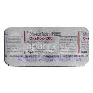 オカフロックス-200 Okaflox-200, タリビッド/ フロキシン ジェネリック, オフロキサシン, 200mg, 包装