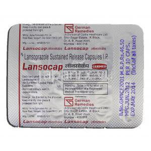 ランソキャップ Lansocap, タケプロン ジュエリック, スタンゾーム SR, 30mg, カプセル 包装裏面