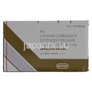 インタリスCR-450  Intalith CR-450, リーマス ジェネリック, 炭酸リチウム, 450mg, 箱