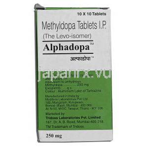 アルファドパ250 Alphadopa 250, アルドメッド ジェネリック, メチルドパ, 250mg, 錠 箱