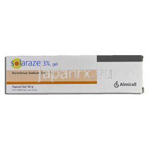 ソラレイズ Solaraze, ジクロフェナク 3%, 50gm ゲル 箱